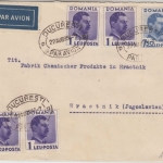 Rumänien - 7,50+4x1 L. König Karl II. Luftpostbrief n. JUGOSLAWIEN Bukarest 1936