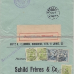 Rumänien - 2x25+3x5 B. König Karl Einschreibebrief i.d. SCHWEIZ Bukarest 1915