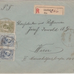 Rumänien - 2x25+15 L. König Karl Einschreibebrief n. ÖSTERREICH Lespezi 1910 n.
