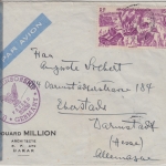Franz. Westafrika - 15 F. Panzer Luftpost Zensurbrief Dakar - Darmstadt 1946