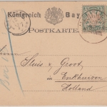 Bayern - 5 Pfg. Ganzsache + 5 Pfg. weite Welle Karte n. HOLLAND München 1877 n.