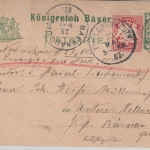 Bayern - 5 Pfg. Rauten Ganzsache Nachnahmekarte Tirschenreuth - Bärnau 1902
