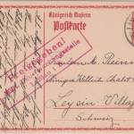 Bayern - 10 Pfg. Hupp Ganzsache i.d. SCHWEIZ Lindau - Leysin 1916 Zensur !