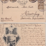 Schweiz - 5x2 Rp Kreuz/Wertziffer sw-AK n. ÖSTERREICH Porrentruy Munderfing 1908
