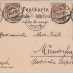 Schweiz - 5x2 Rp Kreuz/Wertziffer sw-AK n. ÖSTERREICH Porrentruy Munderfing 1908