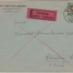 Schweiz - 90 Rp. Wappenschild Eilbrief Bern - Nürnberg 1932