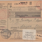 DR - Guben 2 Gebühr bezahlt Paketkarte Selbstbucher n. FINNLAND (Karjaa) 1930