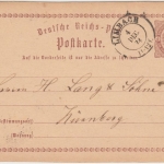 DR - Limbach 1874 K2 1/2 Gr. Brustschild Ganzsache n. Nürnberg