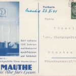 DR - Mauthe Uhren Werbekarte Ludenhausen - München 1941