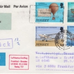 Jersey - Geschichte d Luftfahrt Satz 1973 LH-Erstflug Zuleitung FFM Dresden 1990