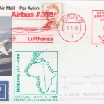 Berlin - 5 Pfg. Frauen/100 Pfg. A310 AFS LH-Erstflug FFM - Johannesburg 1989