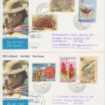 Barbados - 2 Luftpostkarten Zuleitung LH-Erstflug Caracas - Quito 1988