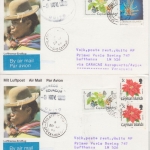 Cayman Islands - 2 Luftpostkarten Zuleitung LH-Erstflug Caracas - Quito 1988