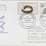 BRD - Marineschiffspost 62 S65 Sperber LH-Erstflug Zuleitung FFM St. Johns 1988
