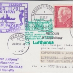BRD - Marineschiffspost 61 Zerstörer Lütjens LH-Erstflug Zuleitung Berlin 1991
