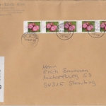 BRD - 70 C. Blumen 5er-Streifen Einschreibebrief Ostfildern - Straubing 2007