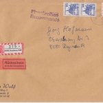 BRD - 300+2x90 Pfg. B&S Einschreibebrief Rückschein bis 50g Hamburg 1984 n.