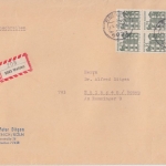 BRD - 15 Pfg. Bauwerke 6er-Block Einschreibebrief bis 250g Weiden - Ehingen 1966