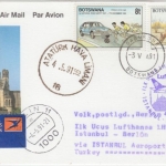 Botswana - Zuleitungspost Lufthansa Erstflug Istanbul - Berlin 1991