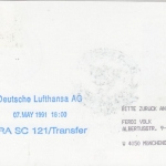 Mexiko - 2500 P. ATM Zuleitungspost Lufthansa Erstflug Mexico - Frankfurt 6.5.91
