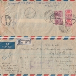 Malaya Johore - 2x10+2x35 C. Sultan Sir Ibrahim Luftpost Einschreibebrief 1954