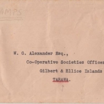 Gilbert Ellice Island - 2 P. Freimakre Drucksache Ocean Island - Tarawa 1947 RR!
