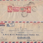 Malaya Penang - 2$ Freimarke u.a. Luftpost Einschreiben Penang - Karaikudi 1961