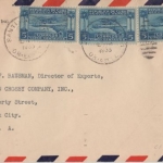 Karibik - 4x5 C Flugpostausgabe Luftpostbrief n. USA Santiago de C New York 1935