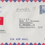 Canada - 50+20 C. Freimarken Luftpost Expressbrief Montreal - München 1967