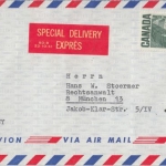 Canada - 25+15 C. Freimarken Luftpost Expressbrief Montreal - München 1967
