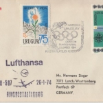 Uruguay - Lufthansa 40 J. Südatlantik-Dienst Montevideo - Stuttgart 1974