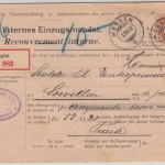 Schweiz - 30 C. steh. Helvetia Einschreiben Einzugsmandat Meggen Sorvillier 1902