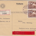 Schweiz - 2x10 C. Pro Patria Feldpost Einschreibekarte Luzern - Zofingen 1939