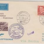 Dänemark - Zuleitungspost DDR Lufthansa First Flight Berlin Ost Warschau 1956