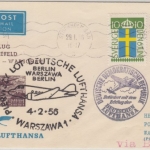 Schweden - Zuleitungspost DDR Lufthansa First Flight Berlin Ost Warschau 1956