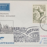 Belgien - Zuleitungspost DDR Lufthansa First Flight Leuven Berlin Budapest 1956