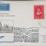 Niederlande - Zuleitungspost DDR Lufthansa First Flight Berlin Budapest 13.5.56