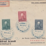 Tschechien - Praga 1938 Block ua. Einschriebebrief FDC Prag Chemnitz 1938 Zensur