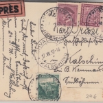 Tschechien - Deutsch-Beneschau 1937 Eilkboten Einschreibekarte n. Kalsching