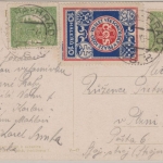 Tschechien - VII. Slet Všesokolský v Praze 1920 farb. Sonderkarte + Vignette