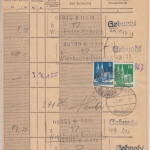 Bizone - 10+5 Pfg. Seite Einlieferungsbuch f. Pakete Wiesbaden-Biebrich 1949
