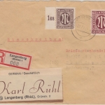 Bizone/AM-Post - 24+60 Pfg. dt. Druck Einschreiben Langenberg - Dresden 22.7.46