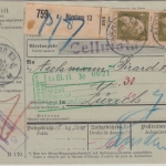 Bayern - 2x40 Pfg. Luitpold Paketkarte i.d. SCHWEIZ Nürnberg 13 - Zürich 1914