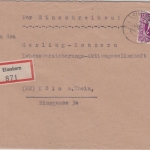 Bizone/AM-Post - Elmshorn 4.10.45 12 Pfg. + R-Zettel Einschreibebrief n. Köln R!