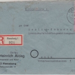 Bizone/AM-Post - Flensburg 6.10.45 2x12 Pfg. + R-Zettel Einschreibebrief n. Köln
