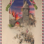 Elsass - Kampf um Mülhausen farb. Halt-gegen-das-Licht-Karte ca. 1915