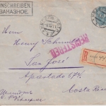 Russland/Estland - 20 Kop Ganzsache Einschreibebrief n. COSTA RICA Kegel 1911