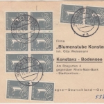 BRD - 10x1 Pfg. Ziffer "Fleurop"-Karte Oberstdorf - Konstanz 11.3.57