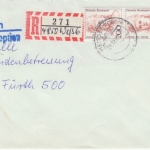BRD - 3x200 Pfg. Frauen Einschreibebrief Rückschein Weissenfels - Fürth 1991