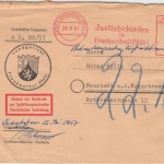 BRD - Frankenthal 90 Pfg. AFS Justizbehörden Zustellurkunde n. Neustadt 1957